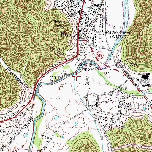 Topographic Map of Mill Branch, KY