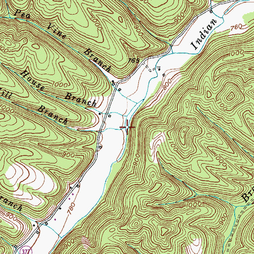 Topographic Map of Mill Branch, KY