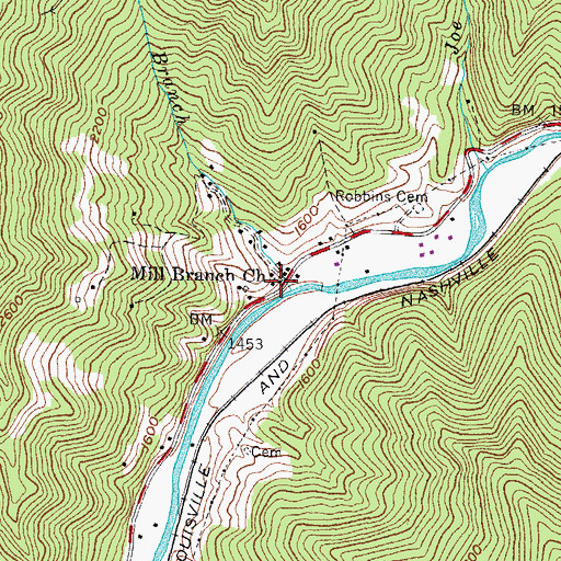 Topographic Map of Mill Branch Church, KY