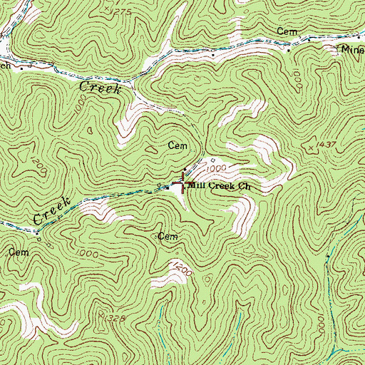 Topographic Map of Mill Creek Church, KY
