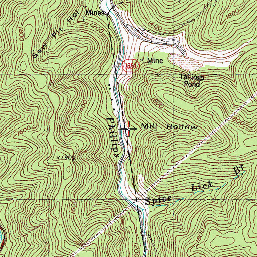 Topographic Map of Mill Hollow, KY