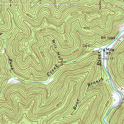 Topographic Map of Mill Hollow, KY