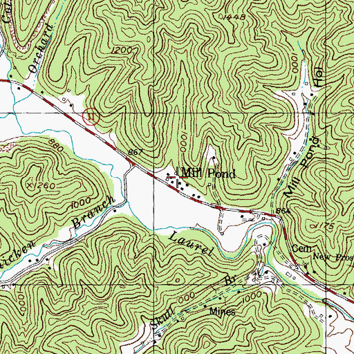 Topographic Map of Mill Pond, KY