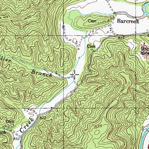 Topographic Map of Miller Branch, KY