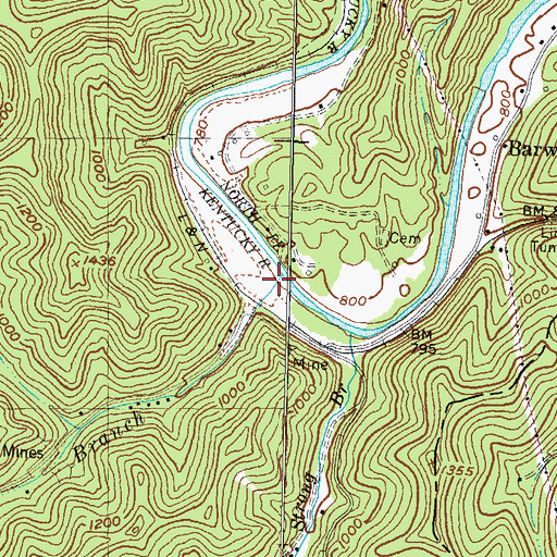 Topographic Map of Miller Branch, KY