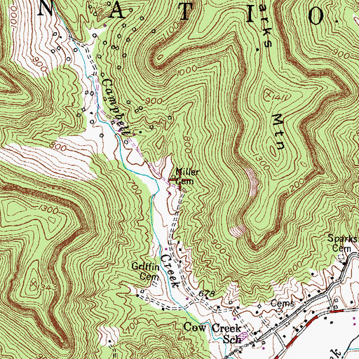 Topographic Map of Miller Cemetery, KY