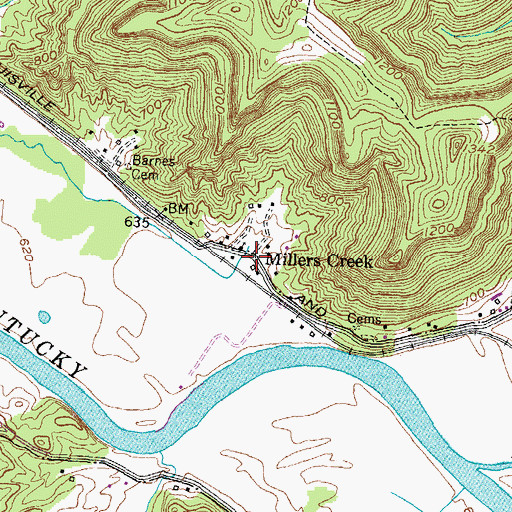 Topographic Map of Millers Creek, KY