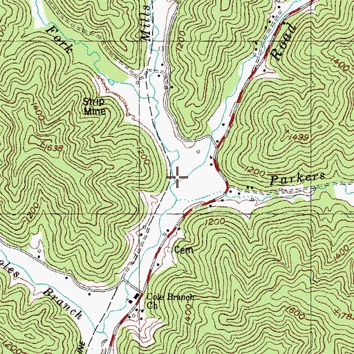 Topographic Map of Mills Creek, KY