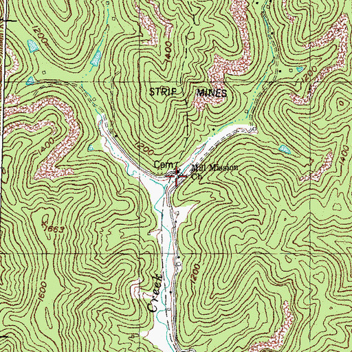 Topographic Map of Mills Creek School, KY