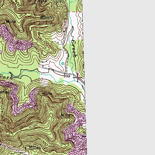Topographic Map of Mills Fork, KY