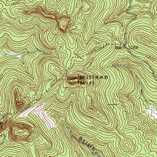 Topographic Map of Millsap Hill, KY