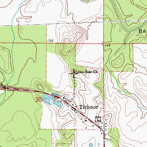 Topographic Map of Lone Star Church, AR