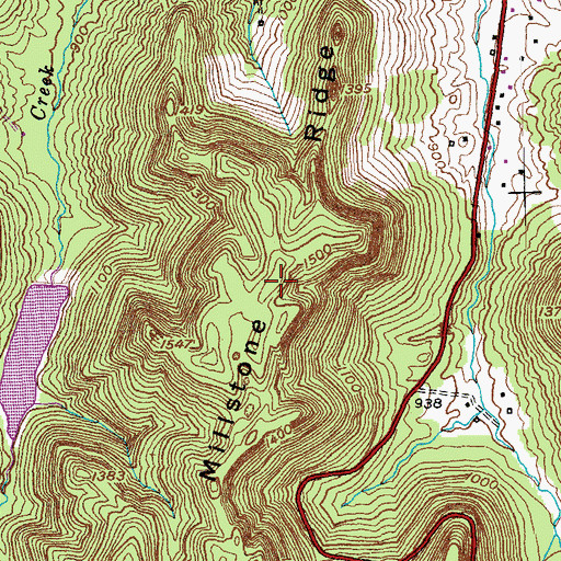 Topographic Map of Millstone Ridge, KY