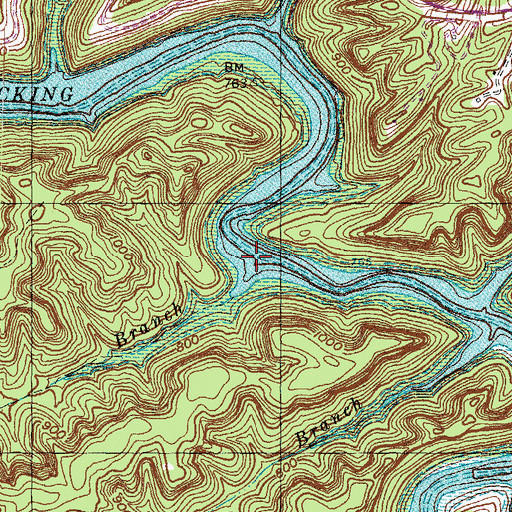 Topographic Map of Mine Branch, KY
