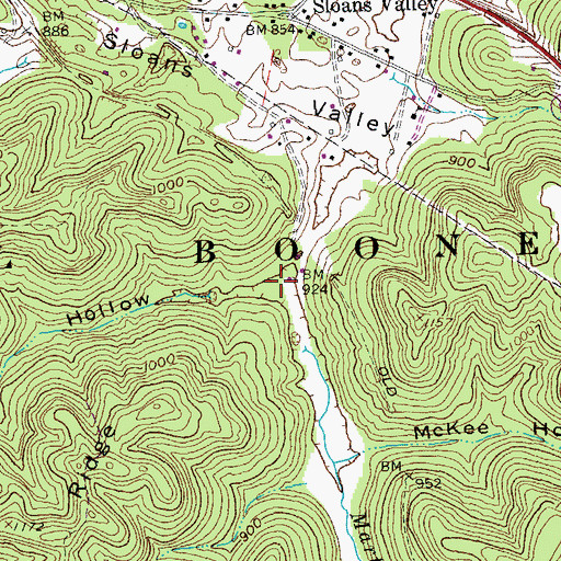 Topographic Map of Minton Hollow, KY