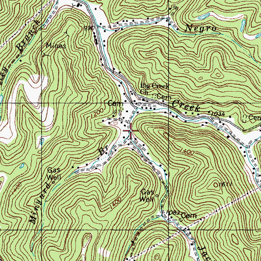 Topographic Map of Minyard Branch, KY