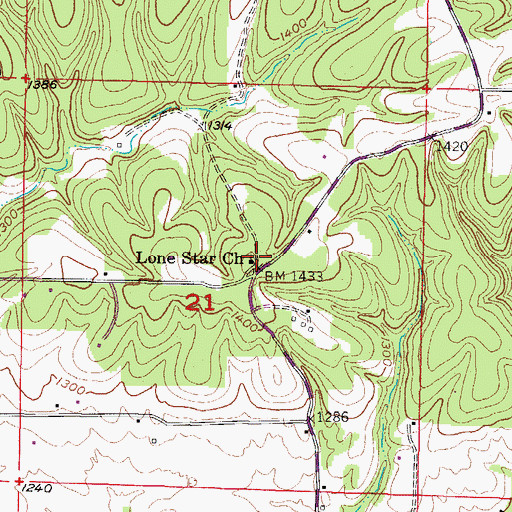 Topographic Map of Lone Star Church, AR