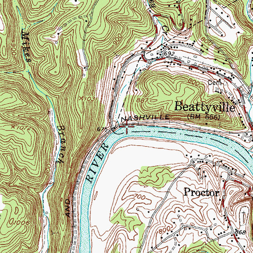 Topographic Map of Mirey Creek, KY