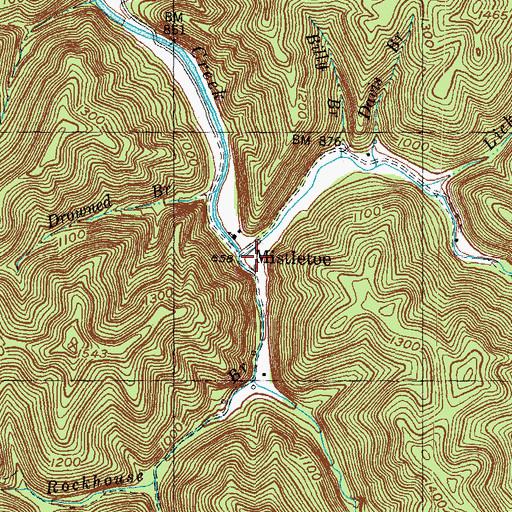Topographic Map of Mistletoe, KY