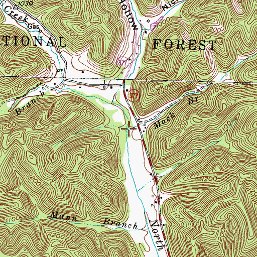 Topographic Map of Mock Branch, KY