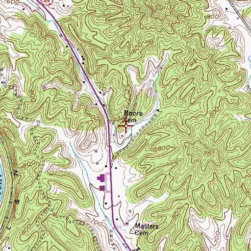 Topographic Map of Moore Cemetery, KY