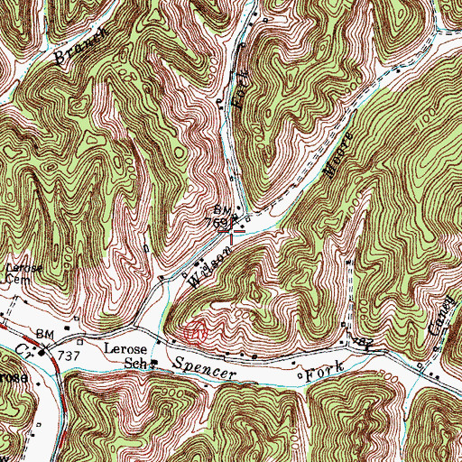 Topographic Map of Moore Fork, KY