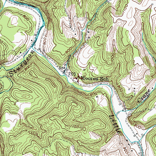 Topographic Map of Moores School, KY