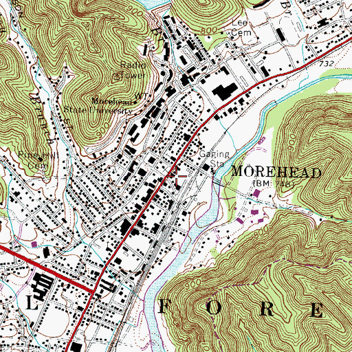 Topographic Map of Morehead, KY