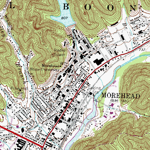 Topographic Map of Morehead State University, KY