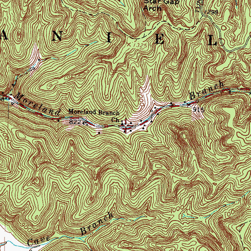 Topographic Map of Moreland Branch Church, KY