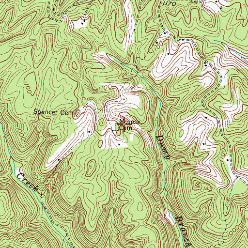 Topographic Map of Moress Cemetery, KY