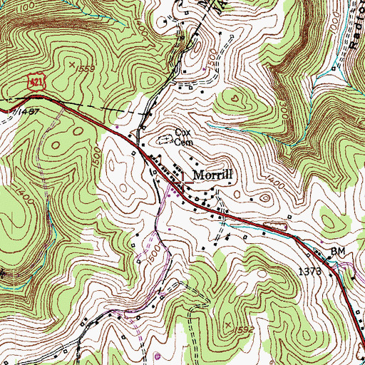 Topographic Map of Morrill, KY