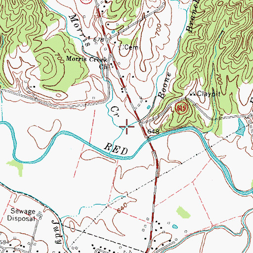 Topographic Map of Morris Creek, KY