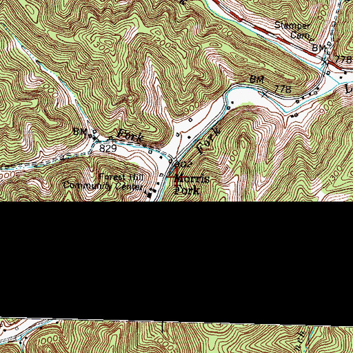 Topographic Map of Morris Fork, KY