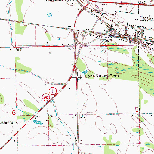 Topographic Map of Lone Valley Cemetery, AR