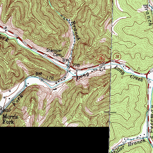 Topographic Map of Morris Fork, KY