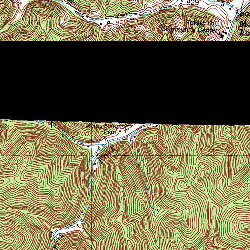 Topographic Map of Morris Fork Cemetery, KY