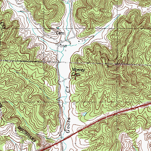 Topographic Map of Mosley Cemetery, KY