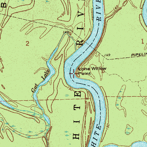 Topographic Map of Lone Willow Point, AR
