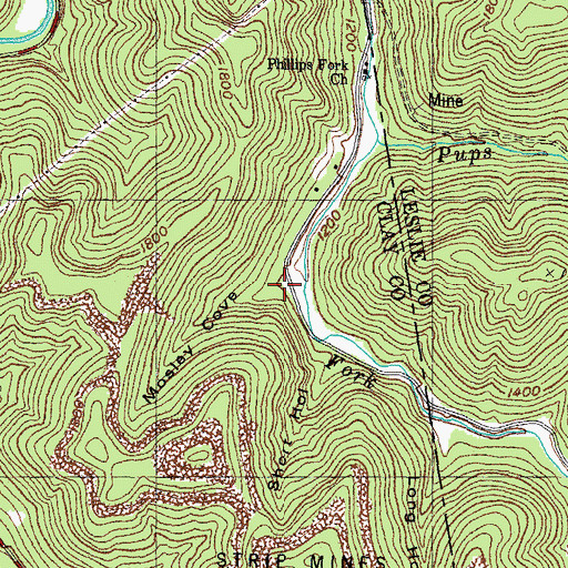 Topographic Map of Mosley Cove, KY
