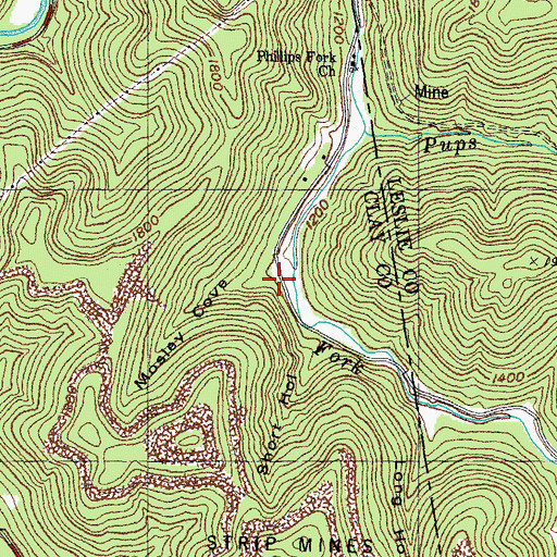 Topographic Map of Mosley Cove School, KY