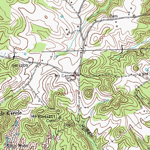 Topographic Map of Mount Carmel Cemetery, KY