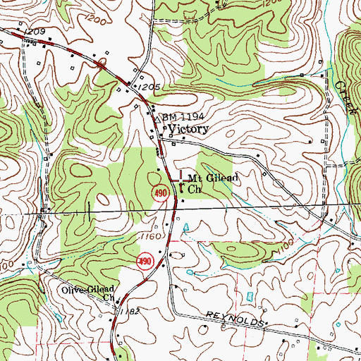 Topographic Map of Mount Gilead Church, KY