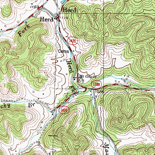 Topographic Map of Mount Gilead Church, KY