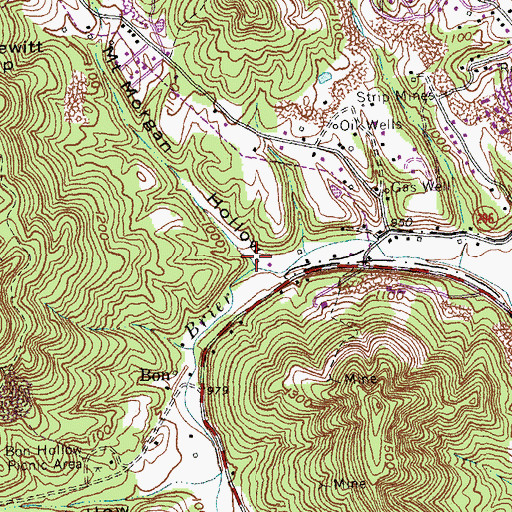 Topographic Map of Mount Morgan Hollow, KY