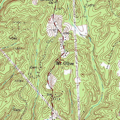 Topographic Map of Mount Olive, KY