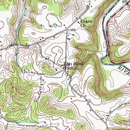 Topographic Map of Mount Olive School, KY
