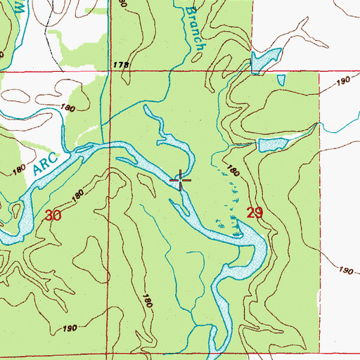 Topographic Map of Long Branch, AR