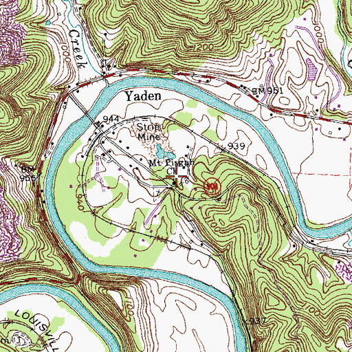 Topographic Map of Mount Pisgah Church, KY