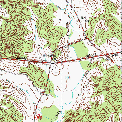 Topographic Map of Mount Salem Church, KY
